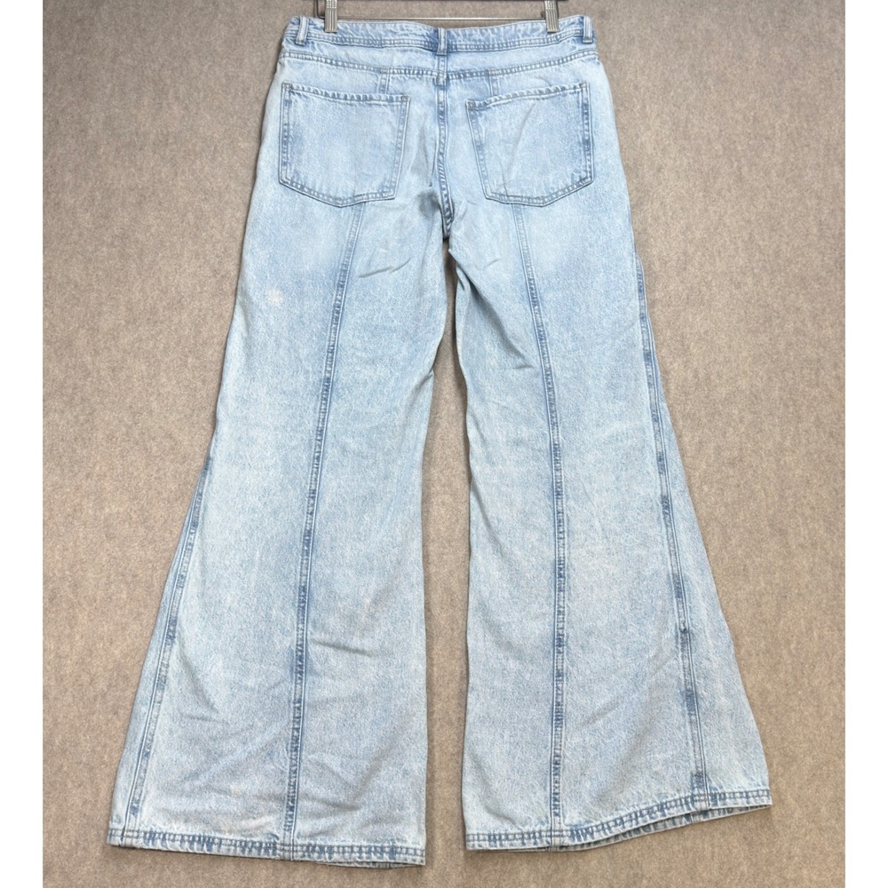 H&M Divided Womens 8 Light Blue Y2K Retro Wide Leg Baggy Flare Jeans Skater Girl - Picture 2 of 11